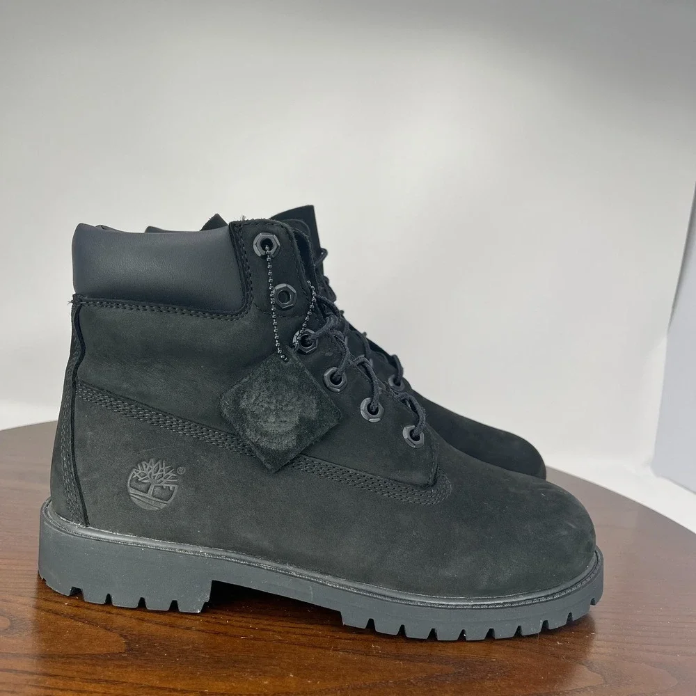 Timberland 6-inch Premium Boot Boys  Junior 7 Black Nubuck Insulated Ankle 12907